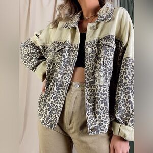 Leopard Print Denim Jacket ** NWT ** BTQ